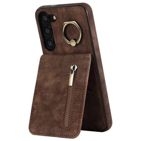 Samsung Galaxy S23 Wallet Case med Ring Holder - Brun