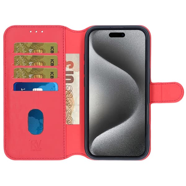 iPhone 16 Plånboksfodral Magnet Rvelon - Röd
