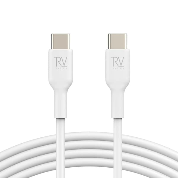 Rvelon USB2.0 USB-C TIL USB-C SILIKONEKABEL 1.83M Hvid