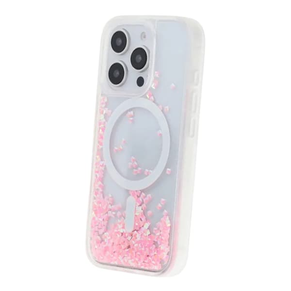 Diamond Quicksand Magnetic Case For iPhone 16 Pro Pink
