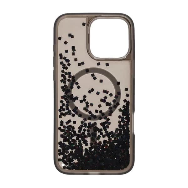 Diamond Quicksand Magnetic Case For iPhone 16 Pro Black