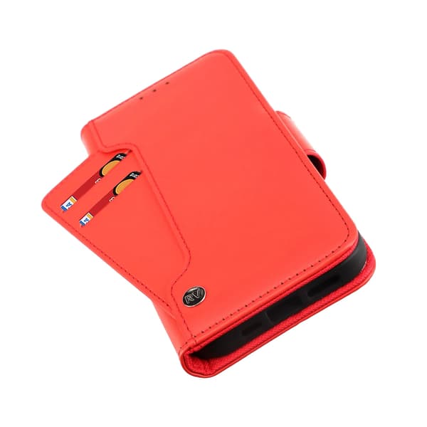 iPhone 14 Pro Plånboksfodral Extra Kortfack Rvelon - Röd