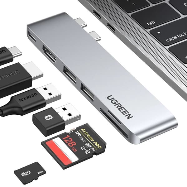 Fyndhörnan Ugreen Hub 2xUSB-C till HDMI / 2xUSB 3.0 / SD TF / USB-C PD - Grå