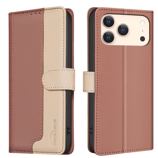 BINFEN COLOR iPhone 18 Pro Max/17 Pro Max Dual Color Plånboksfodral - Brun