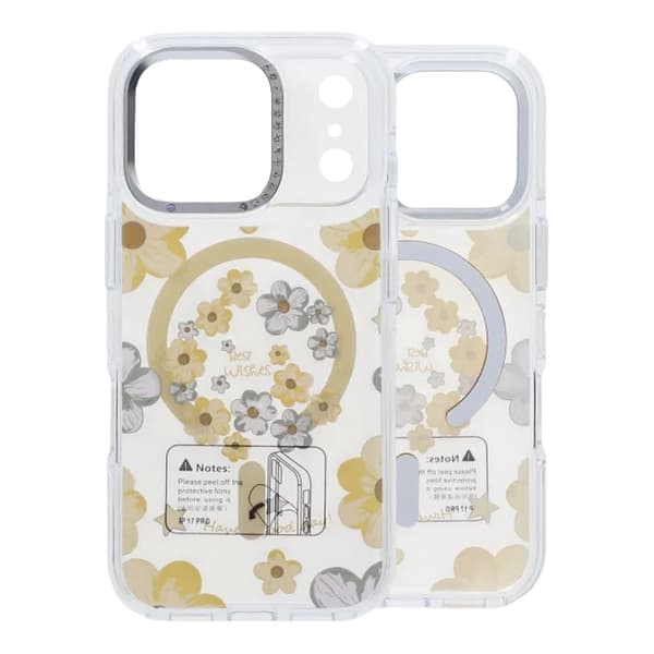 Gradient Blomstret Magnetisk Cover Til iPhone 17 Pro Gul