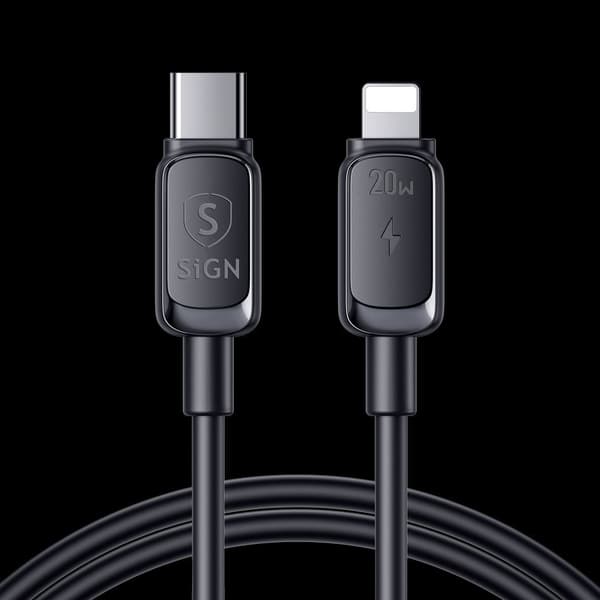SiGN USB-C - Lightning -kaapeli 20W, 3m - Musta