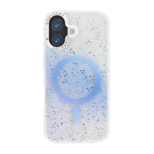 Glitter Diamant Magnetisk Cover - iPhone 17 Blå