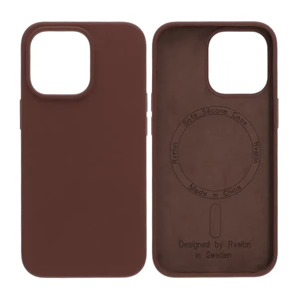 Rvelon Mobile Case Silicone MagSafe iPhone 13 Prolle - Ruskea