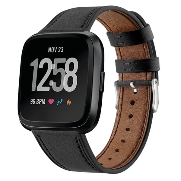 Fitbit Versa 2 / Versa / Versa Lite nahkainen ranneke - Musta