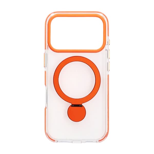 Cover Magsafe til iPhone 17 Pro - Transparent orange med ringholder