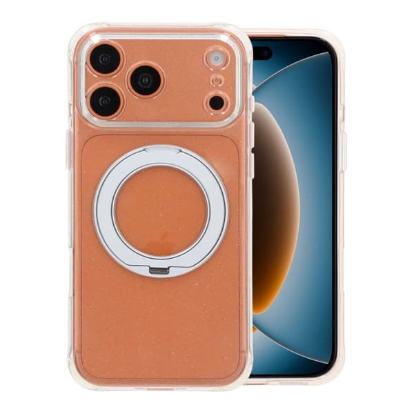Glitrende MagSafe-cover til iPhone 17 Pro og 18 Pro med roterende stativ - Hvid