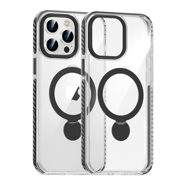 Magsafe cover til iPhone 14 Pro Max - Transparent sort med ringholder