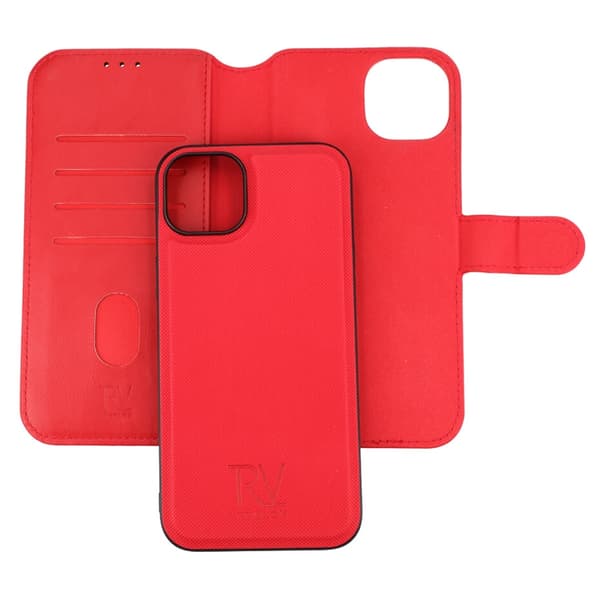 iPhone 15 Plus Plånboksfodral Magnet Rvelon - Röd