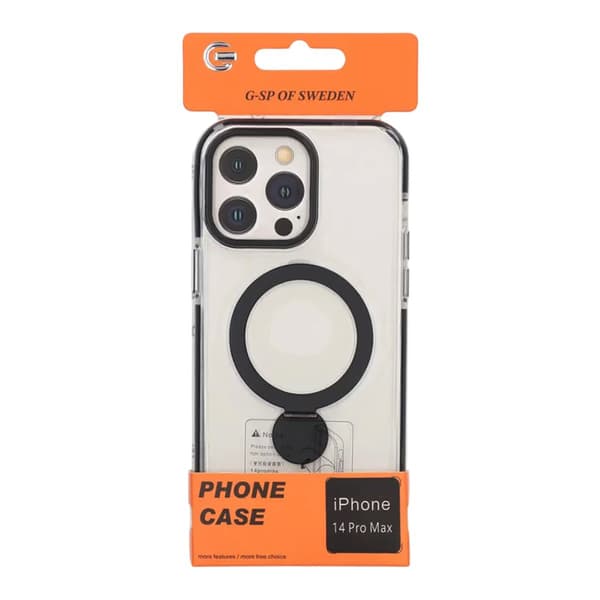 MagSafe-cover til iPhone 14 Pro Max - Gennemsigtig sort med ringstativ