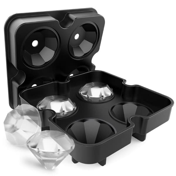 Diamant Isform i Silikone, 4 Isterninger - Sort