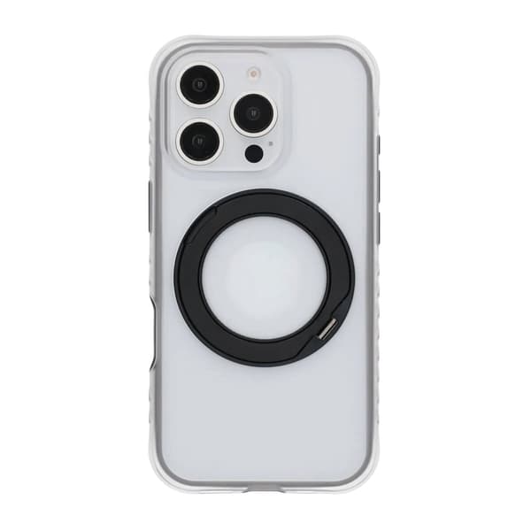 Mat Mobilcover med ringstativ til iPhone 16 Pro Max - Sort