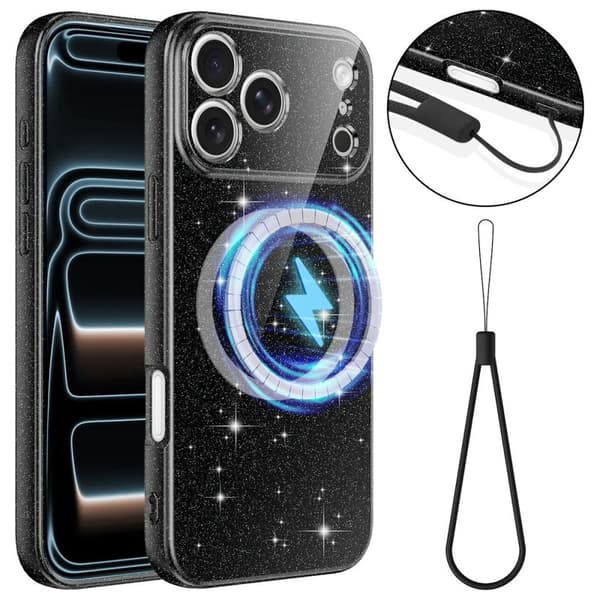 iPhone 17 Pro Max Glitter MagSafe -kotelo - Musta