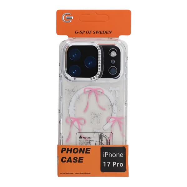 Mobilskal Magsafe till iPhone 17 Pro - Transparent med rosett