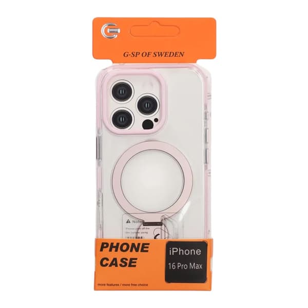Skal Magsafe til iPhone 16 Pro Max - Transparent pink med ringstativ