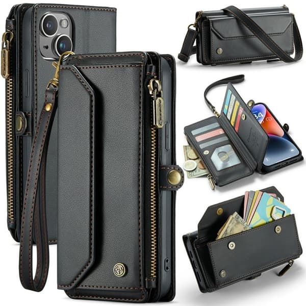CASEME iPhone 14 Plus Wallet Cover RFID-blokering Stand - Sort