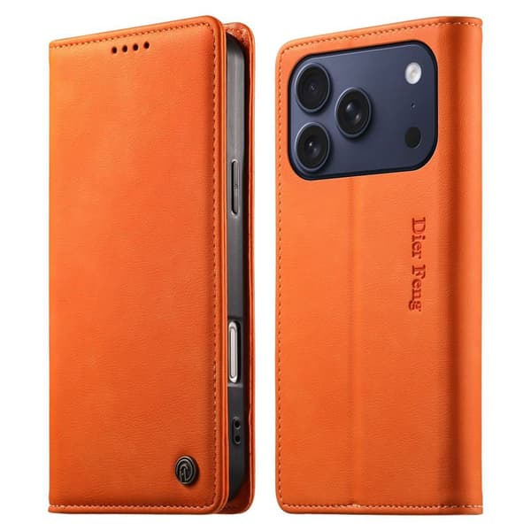 DIERFENG iPhone 18 Pro/17 Pro Plånboksfodral RFID-blockering - Orange