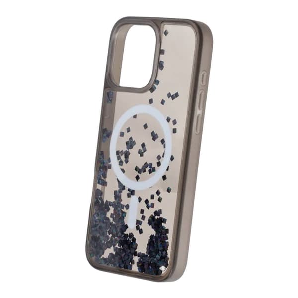 Diamond Quicksand Magnetic Case For iPhone 16 Pro Black