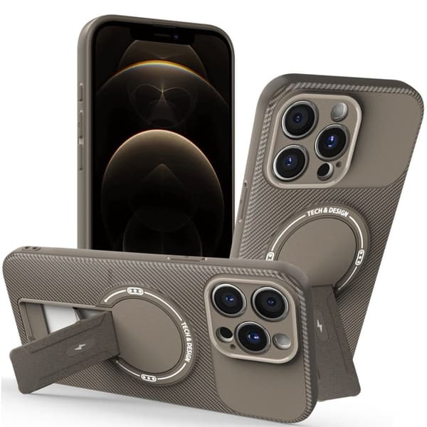 iPhone 12 Pro -kotelo jalustalla - Ruskea