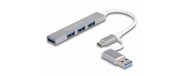 Delock USB-A/USB-C Hub 3x USB-A 480Mbps /1x USB-A 5Gbps - Sølv