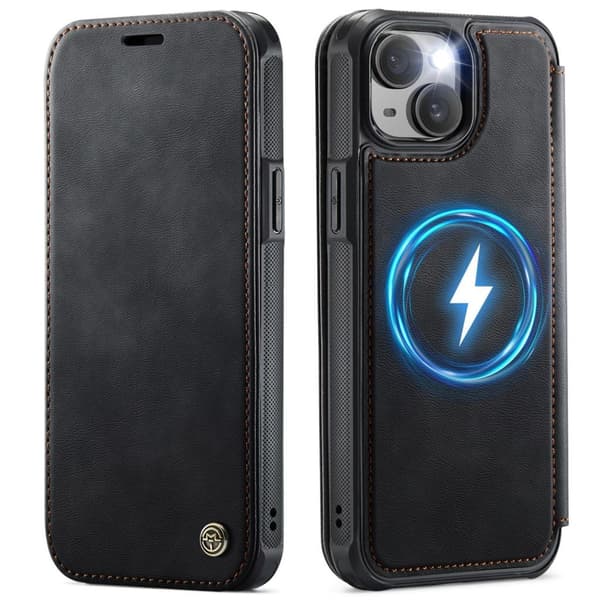 CASEME 053 iPhone 15 Plus/14 Plus Pungcover MagSafe RFID-blokerende - Sort