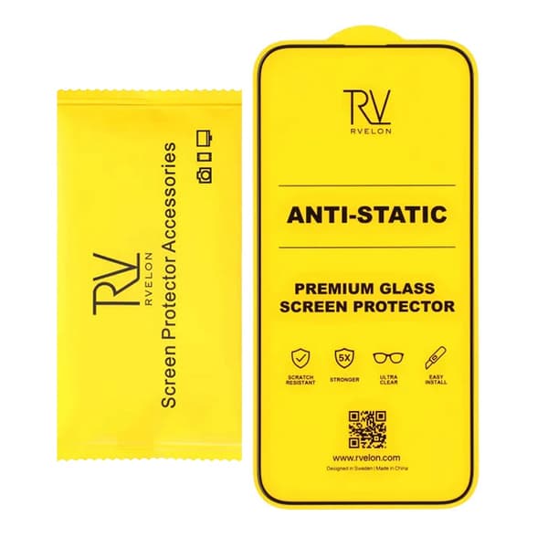 Rvelon näytönsuoja iPhone 15 Pro Max karkaistu lasi 2.5D musta - bulk