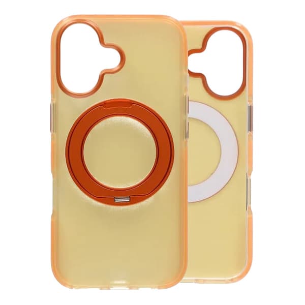 Iridescent Shockproof Case with 360-degree Rotatable Kickstand For iPhone 17 Orange