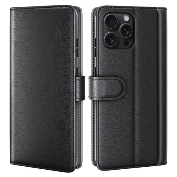 iPhone 16 Pro Cover i ægte læder - Sort