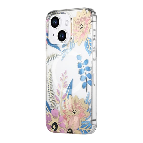 iPhone 14/15 Plus Mobilskal MagSafe - Blommor Rosa/Blå