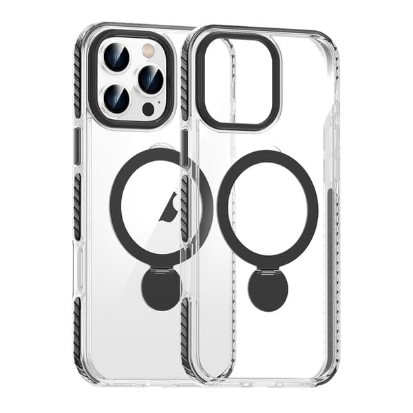 MagSafe Cover til iPhone 16 Pro - Transparent Sort med Ringholder