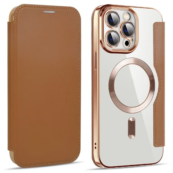 iPhone 14 Pro Max Plånboksfodral MagSafe RFID-skydd - Brun