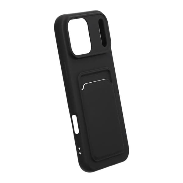 Silikone mobilcover med kortholder til iPhone 17 Pro Max - Sort