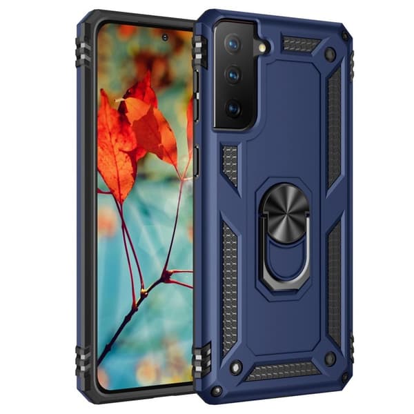Samsung Galaxy S21 4G, 5G etui med ringholder - Blå