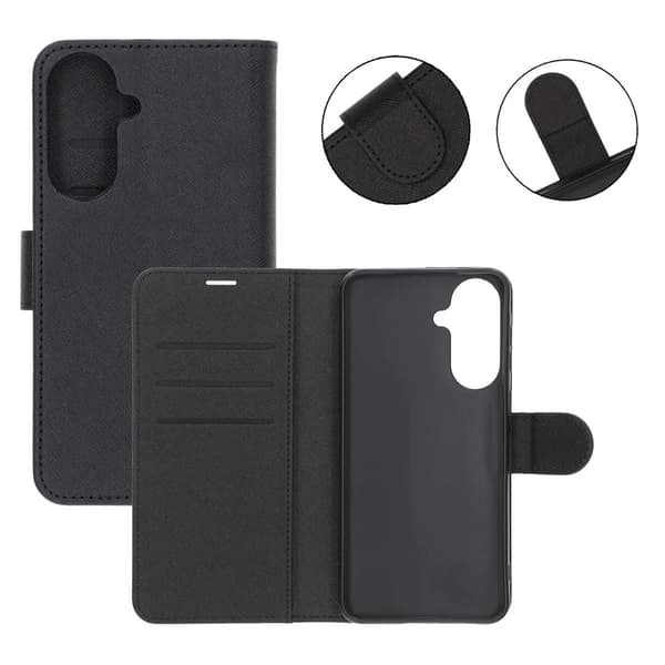 Flip Stand Leather Wallet Case For Samsung A37 Black