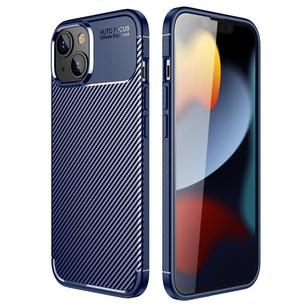 Kulfiber cover til iPhone 14 Plus - Blå