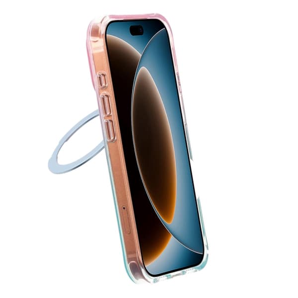 Marmoreret cover til iPhone 17 Pro og 18 Pro med roterende stativ og Magsafe - Blå