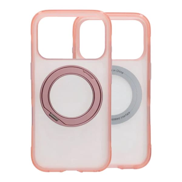 Mat MagSafe-cover med ringstativ til iPhone 17 Pro Max og 18 Pro Max - Rosa