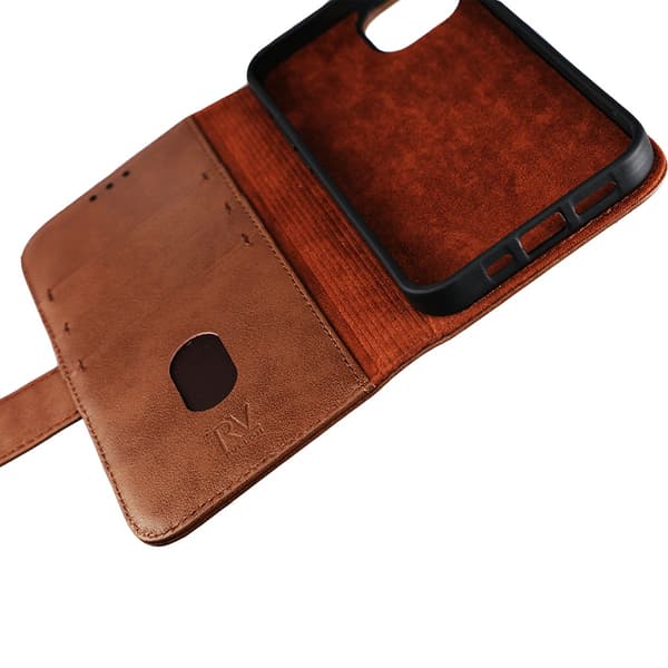 iPhone 13 Plånboksfodral Läder Rvelon - Brun