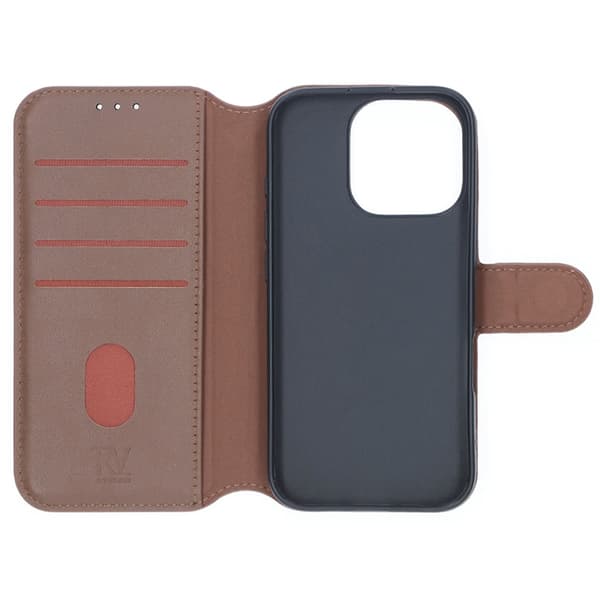 iPhone 16 Pro Pung Etui Ægte Læder Rvelon - Brun