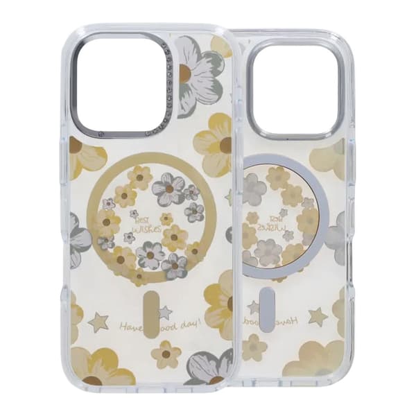 Gradient Blomster Magnetisk Cover Til iPhone 16 Pro Gul