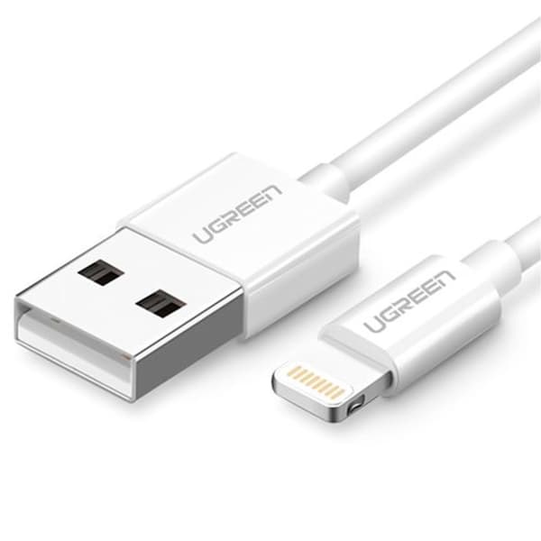 Ugreen USB-A till Lightning MFI-kabel, 2.4A, 2m - vit