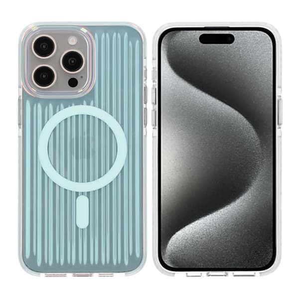 Model reflekterende farve Magnetisk etui til iPhone 15 Pro Max Blå
