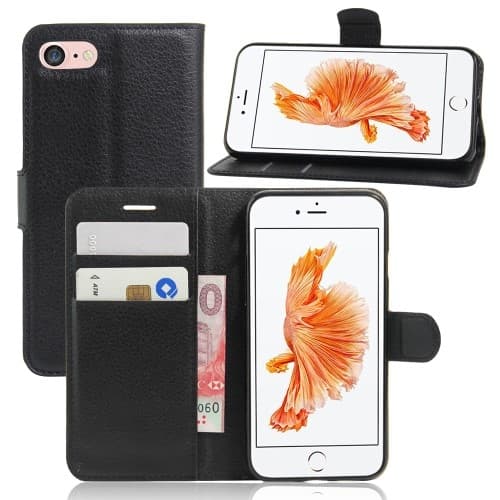 Litchi Cover til iPhone 7 & 8 - Sort