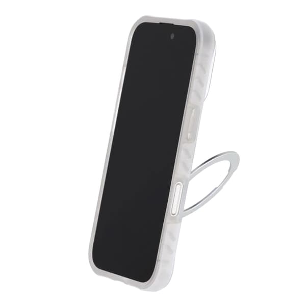 Mat Mobilcover med ringstativ til iPhone 16 Pro - Hvid