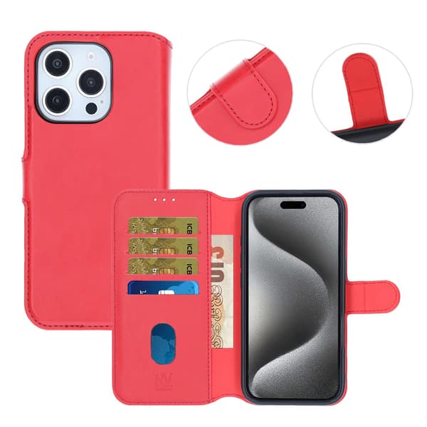 RV Magnetisk Wallet Case iPhone 16 Pro Rød