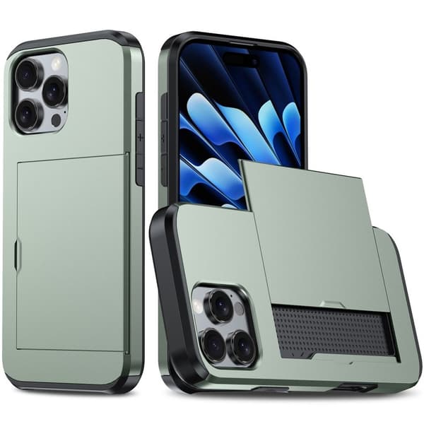 iPhone 16 Pro Skal med kortfack - Militärgrön